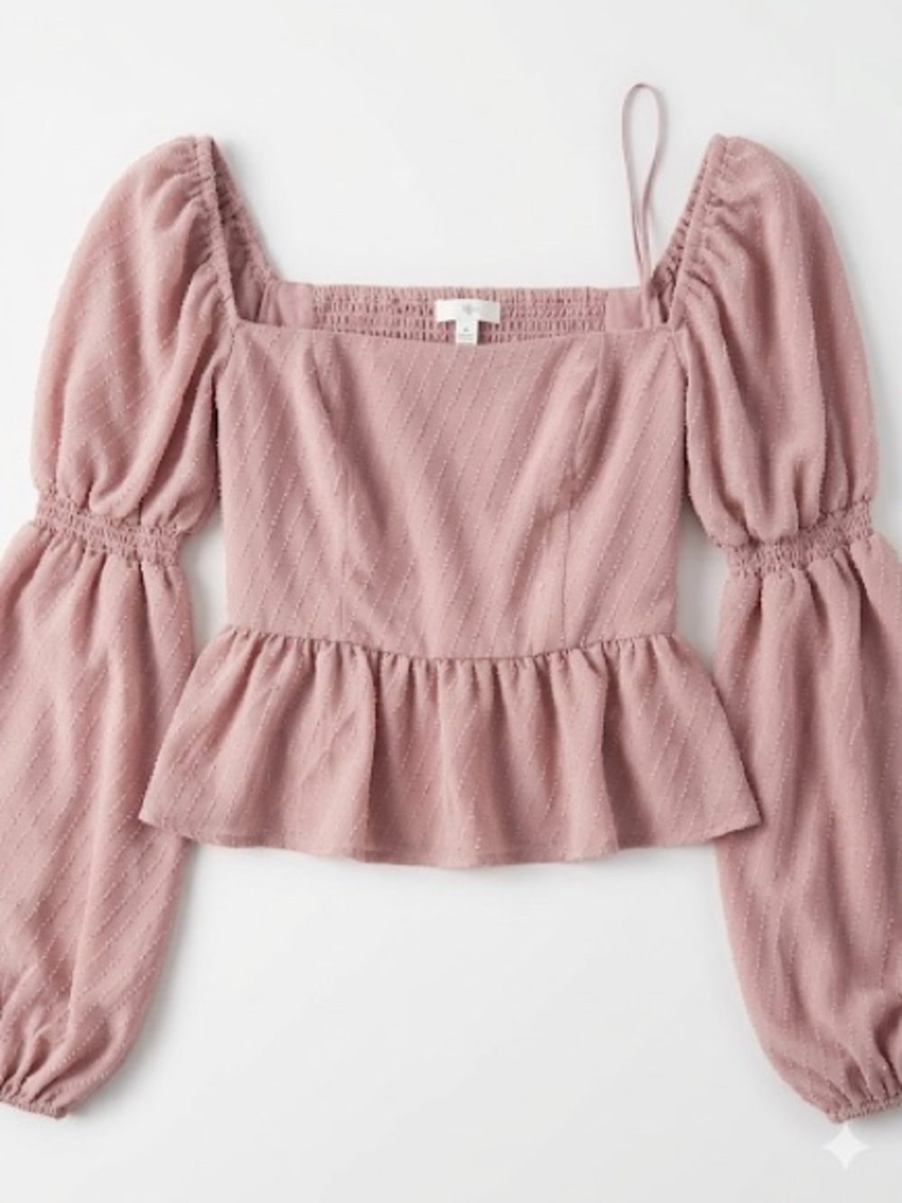 Astr Smocked Peplum Blouse in Dusty Rose